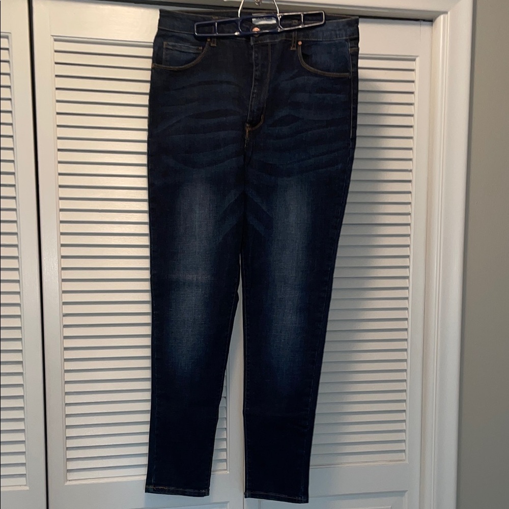 Black Label Dark Blue Straight Leg Jeans, 1XL